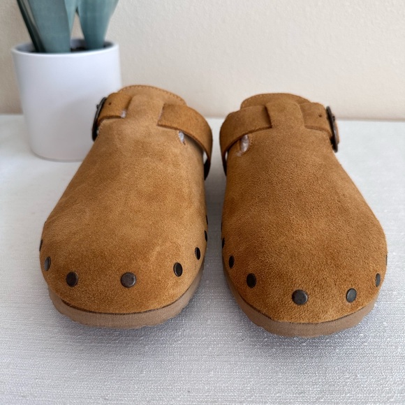 New Garnet Hill Willow Clog Tan Suede Wool Cozy Clogs Women’s 11 - Picture 4 of 13
